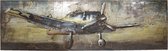Clayre & Eef Muurdecoratie 180*56*7.5 cm Meerkleurig Ijzer Rechthoek Vliegtuig Wanddecoratie Woonkamer Decoratie