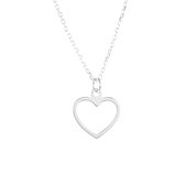 Jewelryz | Ketting Open Hart | 925 zilver | Halsketting Dames Sterling Zilver | 50 cm