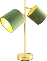 Olucia Tamer - Moderne Tafellamp - Metaal/Stof - Goud;Groen