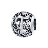 Letter T romantisch bedel | alfabet bead | Zilverana | geschikt voor Biagi , Pandora , Trollbeads armband | 925 zilver