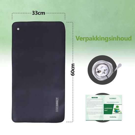 KIMO DIRECT Aardingsmat - 33x60 cm - Grounding Mat - Aardingslaken - Natuurlijk Genezen - Antislip - Zwart