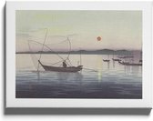 Walljar - Ohara Koson - Boat Sunset - Muurdecoratie - Poster met lijst
