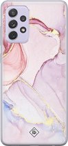 Samsung A72 hoesje siliconen - Marmer roze paars | Samsung Galaxy A72 case | paars | TPU backcover transparant