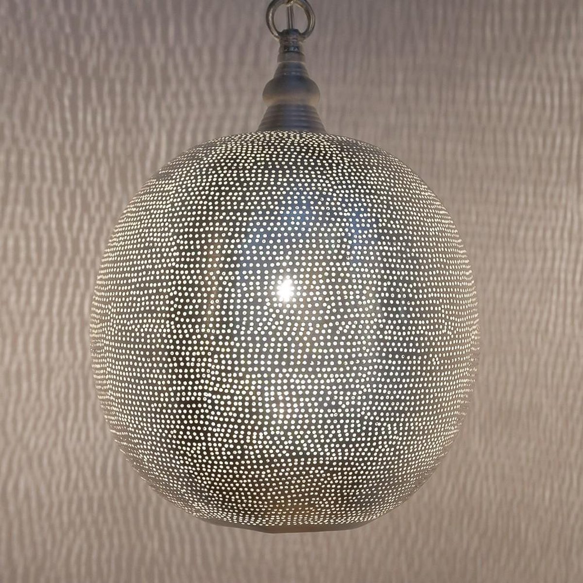 Zenza - Hanglamp - Oosterse Lamp-Ball -FiliSky - Medium - Zilver