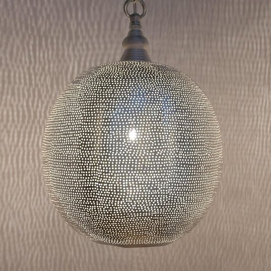 Zenza - Hanglamp - Oosterse Lamp-Ball -FiliSky - Medium - Zilver | bol.com