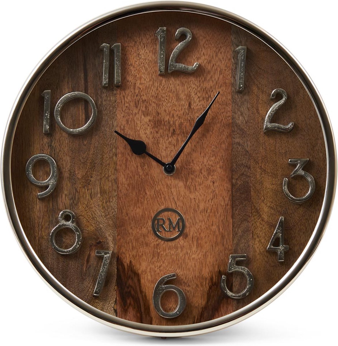 Riviera Maison Madison Avenue Wall Clock - Aluminium, Hout - Naturel - 30.0x30.0x5.0 cm