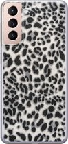 Samsung Galaxy S21 Plus hoesje siliconen - Luipaard grijs - Soft Case Telefoonhoesje - Luipaardprint - Grijs