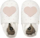 Bobux - Soft Soles - White with blossom hearts print - S