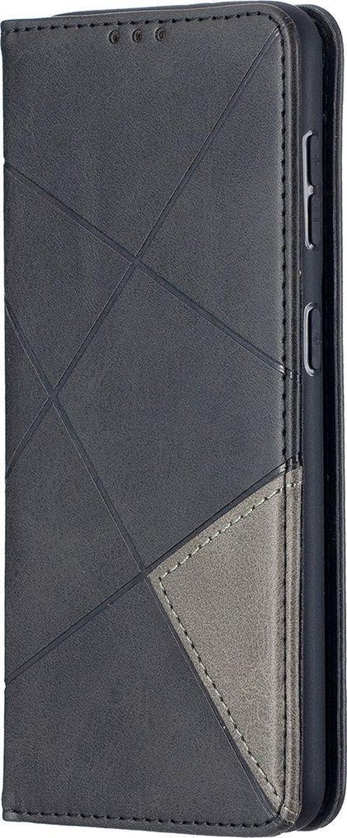 Mobigear Telefoonhoesje geschikt voor Samsung Galaxy S21 Hoesje | Mobigear Rhombus Slim Bookcase | Pasjeshouder voor 2 Pasjes | Telefoonhoesje voor Pinpas / OV Kaart / Rijbewijs - Zwart