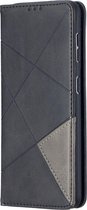 Samsung Galaxy S21 Hoesje - Mobigear - Rhombus Slim Serie - Kunstlederen Bookcase - Zwart - Hoesje Geschikt Voor Samsung Galaxy S21