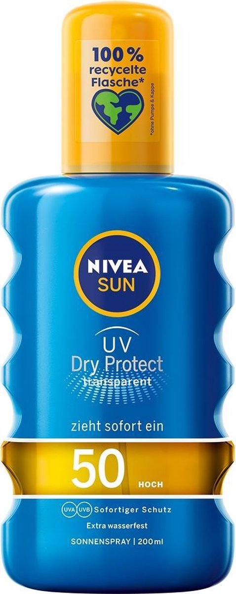 Spray solaire NIVEA SUN, UV Dry Protect Sport, SPF 50, 200 ml | bol