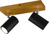LED Plafondspot - Trinon Milona - GU10 Fitting - 2-lichts - Rond - Mat Zwart - Aluminium