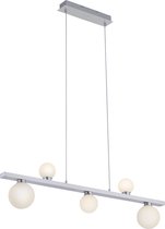 LED Hanglamp WiZ - Smart LED - Trinon Dulpio - 15W - Aanpasbare Kleur - 5-lichts - Dimbaar - Rechthoek - Mat Nikkel - Aluminium
