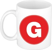 Mok / beker met de letter G rode bedrukking voor het maken van een naam / woord - koffiebeker / koffiemok - namen beker