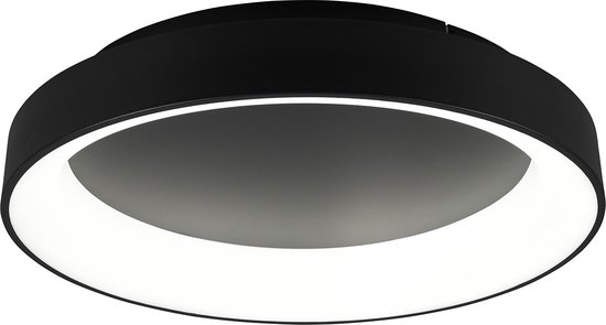 LED Plafondlamp - Plafondverlichting - Trion Gurano - 48W - Aanpasbare Kleur - Afstandsbediening - Dimbaar - Rond - Mat Zwart - Aluminium