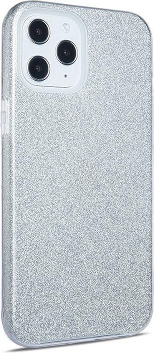 Mobigear Hoesje geschikt voor Apple iPhone 12 Pro Max Telefoonhoesje Hardcase | Mobigear Glitter Backcover | iPhone 12 Pro Max Case | Back Cover - Zilver