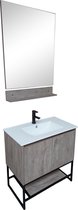 WOON-DISCOUNTER.NL - Badkamermeubel Hoverberg 80 - Houtlook / Zwart - 301443