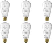 CALEX - LED Lamp 6 Pack - Pearl ST64 - E27 Fitting - 2W - Warm Wit 2100K - Transparant Helder