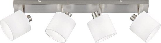 LED Plafondspot - Torna Torry - E14 Fitting - 4-lichts - Rechthoek - Mat Nikkel - Aluminium