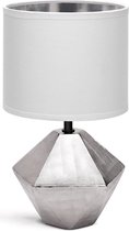 LED Tafellamp - Tafelverlichting - Igia Uynimo - E14 Fitting - Rond - Mat Wit/Zilver - Keramiek