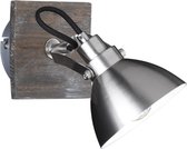 LED Wandspot - Torna Timbo - E14 Fitting - 1-lichts - Vierkant - Houtkleur - Aluminium