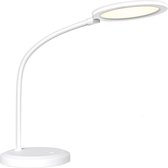 LED Tafellamp - Tafelverlichting - Igia Priton - 7W - Natuurlijk Wit 4000K - Dimbaar - Rond - Mat Wit - Kunststof