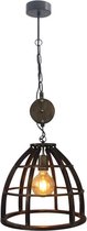 Birdy Hanglamp metaal met hout d: 35cm antiek zwart - Industrieel - Brilliant - 2 jaar garantie