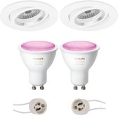 PHILIPS HUE - LED Spot Set GU10 - White and Color Ambiance - Bluetooth - Proma Aerony Pro - Inbouw Rond - Mat Wit - Kantelbaar - Ø82mm