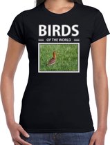 Dieren foto t-shirt Grutto - zwart - dames - birds of the world - cadeau shirt Gruttos liefhebber XS