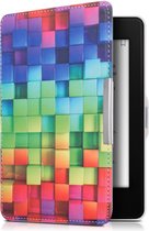 kwmobile hoes geschikt voor Amazon Kindle Paperwhite - Magnetische sluiting - E reader cover in meerkleurig / groen / blauw - Regenboog Kusbussen design