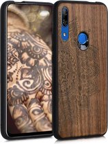 kwmobile telefoonhoesje compatibel met Huawei P Smart Z - Hoesje met bumper in donkerbruin - walnoothout - Opkomende Zon design