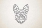 Line Art - Basenji - XS - 30x22cm - Wit - muurdecoratie - Line Art