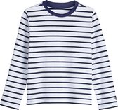 Coolibar UV shirt Kinderen gestreept - Wit/Donkerblauw - Maat M (7-8 jaar)