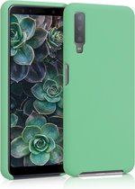 kwmobile telefoonhoesje voor Samsung Galaxy A7 (2018) - Hoesje met siliconen coating - Smartphone case in pepermuntgroen