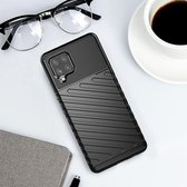 Samsung Galaxy A42 5G Hoesje - Mobigear - Groove Serie - TPU Backcover - Zwart - Hoesje Geschikt Voor Samsung Galaxy A42 5G