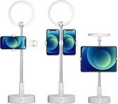 Ringlamp Selfie Ring Light Met Statief Oplaadbaar Geschikt voor TikTok - Draadloze Ringlamp Met Statief Selfie Lamp Verstelbaar - Wit