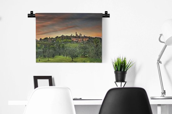 Tapisserie San Gimignano - La ville européenne de San Gimignano en Italie Tapisserie en coton 60x45 cm - Tapisserie avec photo