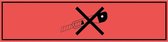 Verboden in te snijden met mesje sticker 200 x 50 mm, rood zwart