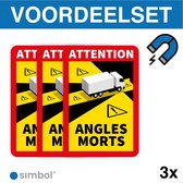 Simbol - Voordeelset 3 Magneetstickers Dode Hoek Frankrijk Vrachtwagen - Camion - Attention Angles Morts - Duurzame Kwaliteit - Formaat 17 x 25 cm - Formaat