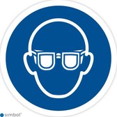 Simbol - Stickers Oogbescherming Verplicht - Veiligheidsbril Verplicht - (M004) - Duurzame Kwaliteit - Formaat ø 20 cm.