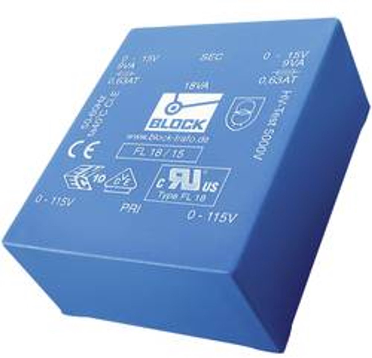 BLOCK FL 14/18 Printtransformator 2 x 115 V 2 x 18 V/AC 14 VA 388 mA