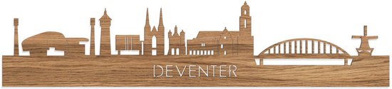 Skyline Deventer Eikenhout - 80 cm - Woondecoratie - Wanddecoratie - Meer steden beschikbaar - Woonkamer idee - City Art - Steden kunst - Cadeau voor hem - Cadeau voor haar - Jubileum - Trouwerij - WoodWideCities