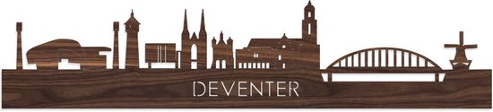 Skyline Deventer Notenhout - 120 cm - Woondecoratie - Wanddecoratie - Meer steden beschikbaar - Woonkamer idee - City Art - Steden kunst - Cadeau voor hem - Cadeau voor haar - Jubileum - Trouwerij - WoodWideCities