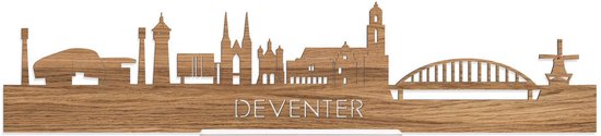 Standing Skyline Deventer Eikenhout - 60 cm - Woondecoratie design - Decoratie om neer te zetten en om op te hangen - Meer steden beschikbaar - Cadeau voor hem - Cadeau voor haar - Jubileum - Verjaardag - Housewarming - Interieur - WoodWideCities