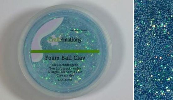 CraftEmotions Foamball clay - lichtblauw glitter 75ml - 23gr Air dry