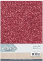 Card Deco Essentials Glitter Paper Christmas Red