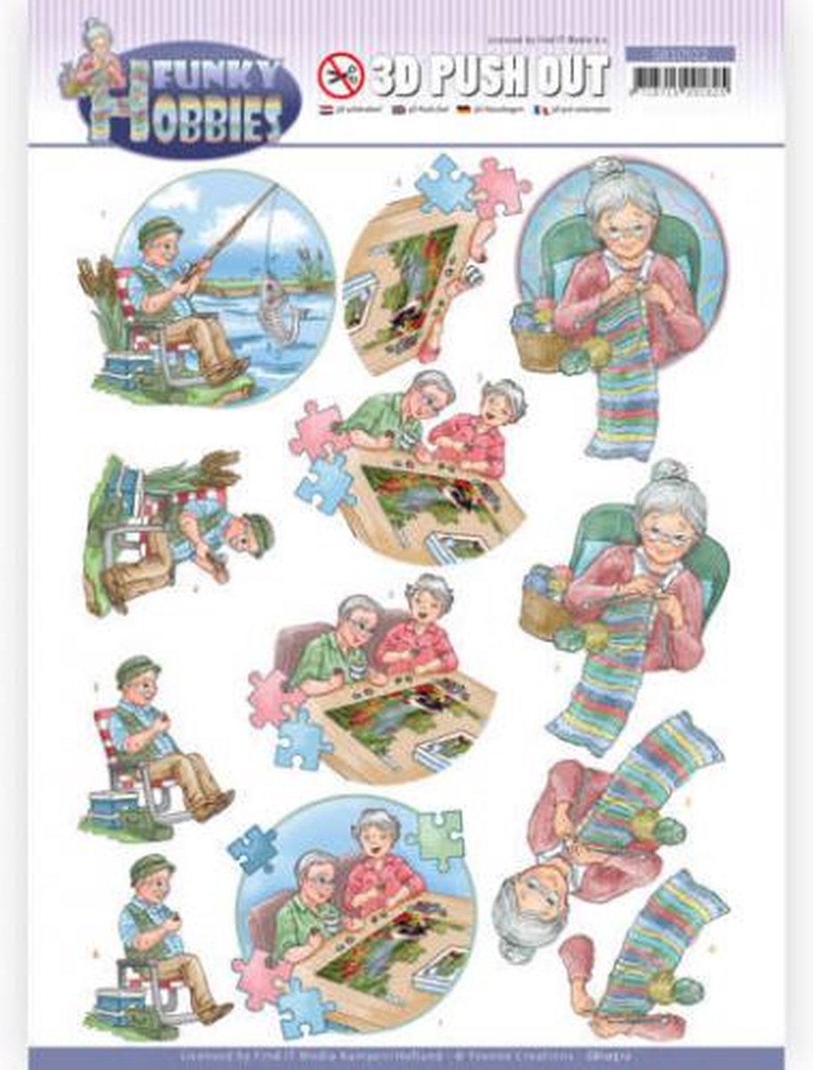 Knitting - Funky Hobbies 3D Push Out Sheet by Yvonne Creations
