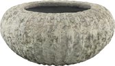 PTMD Linny licht blauw keramiek geribbelde pot klein top maat in cm: 35 x 35 x 15 - Grijs