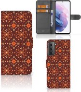 Telefoonhoesje Geschikt voor Samsung Galaxy S21 Plus Wallet Book Case Batik Brown
