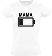 Mama Batterij leeg dames t-shirt | moeder | kinderen | moederdag | geboorte | zoon | dochter |wit